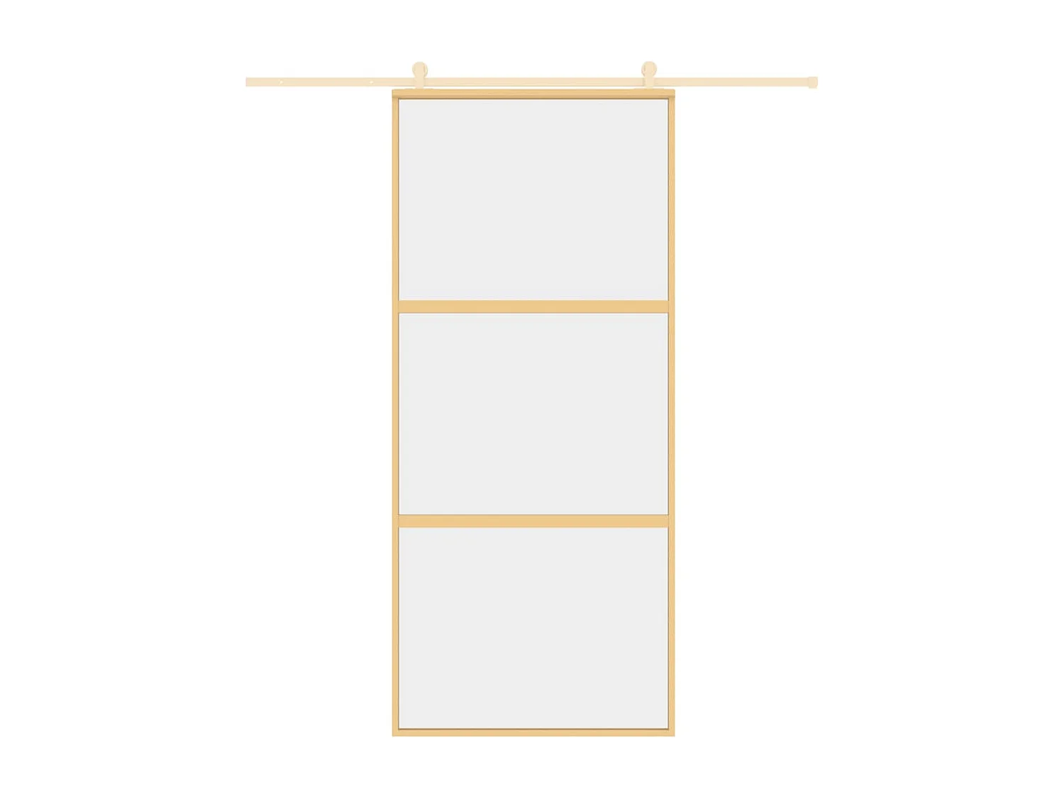 Porta de correr dourada 90x205 cm vidro ESG transparente e alumínio