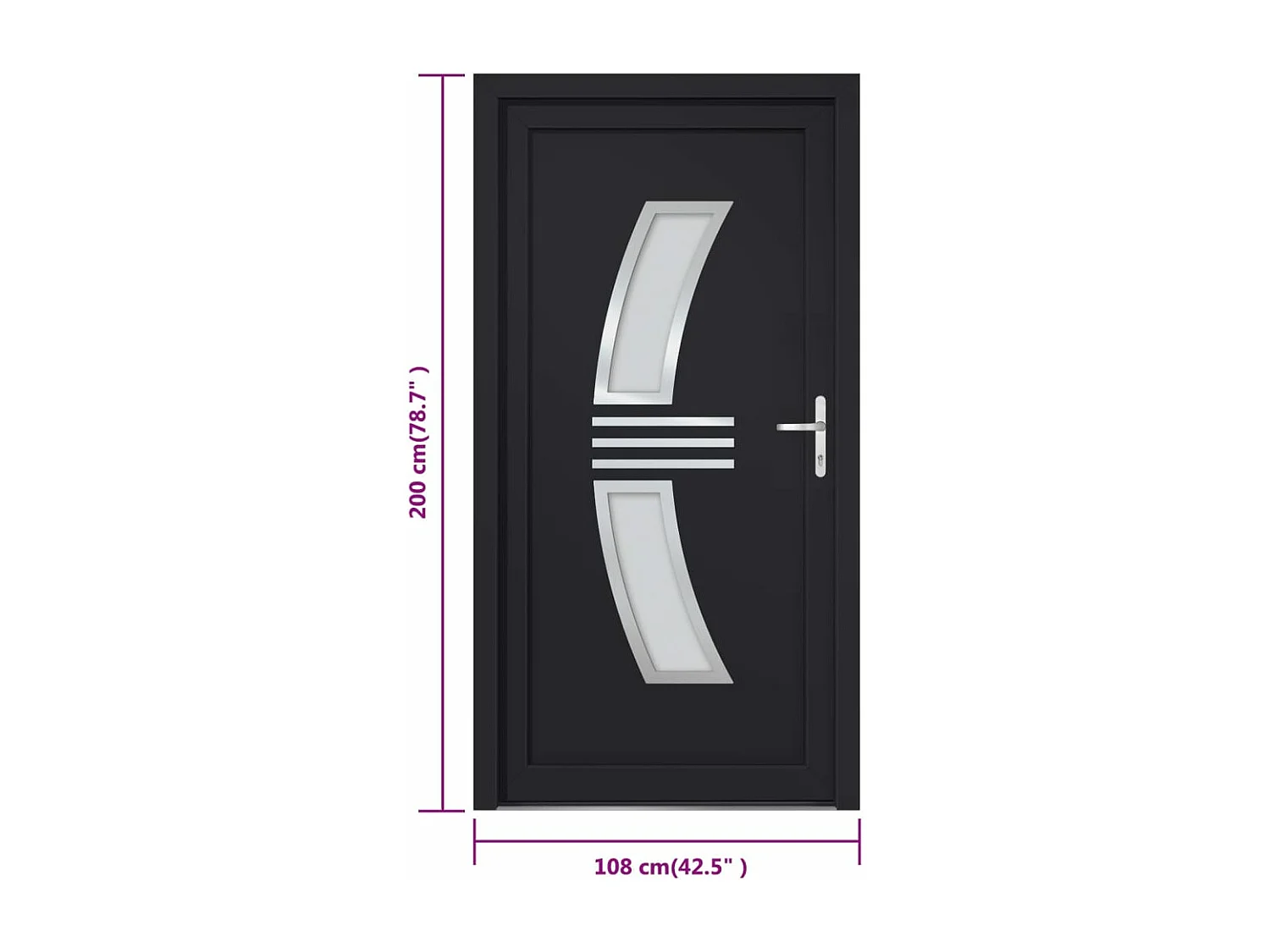 Porta d'ingresso antracite 108x200 cm PVC