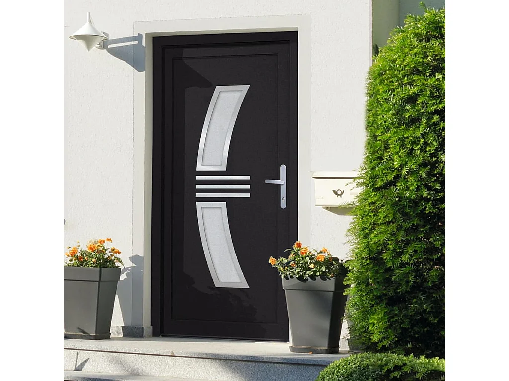 Porte d'entrée anthracite 108x200 cm PVC
