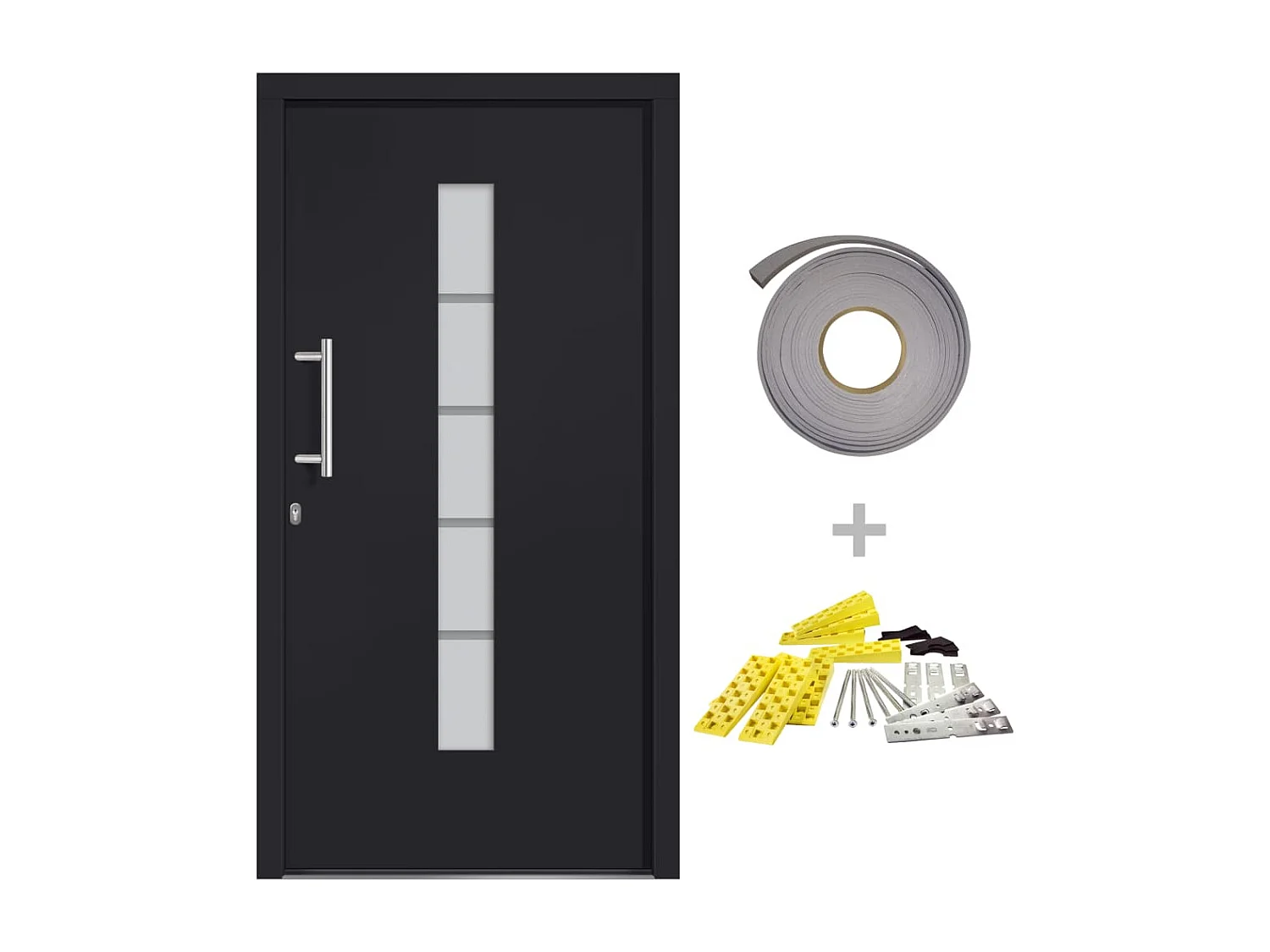 Porta d'ingresso Alluminio e PVC Antracite 100x200 cm