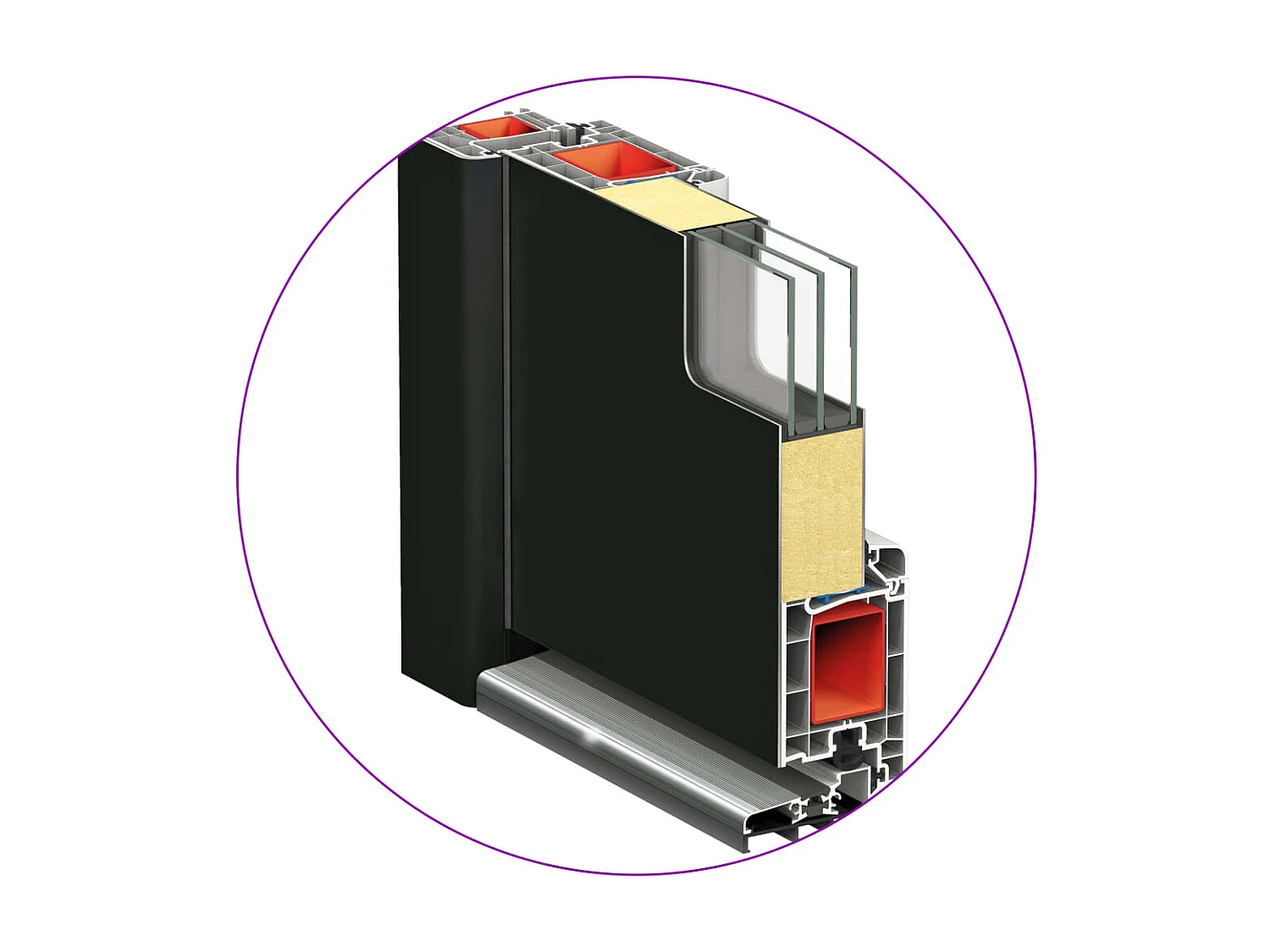 Porta d'ingresso Alluminio e PVC Antracite 100x200 cm