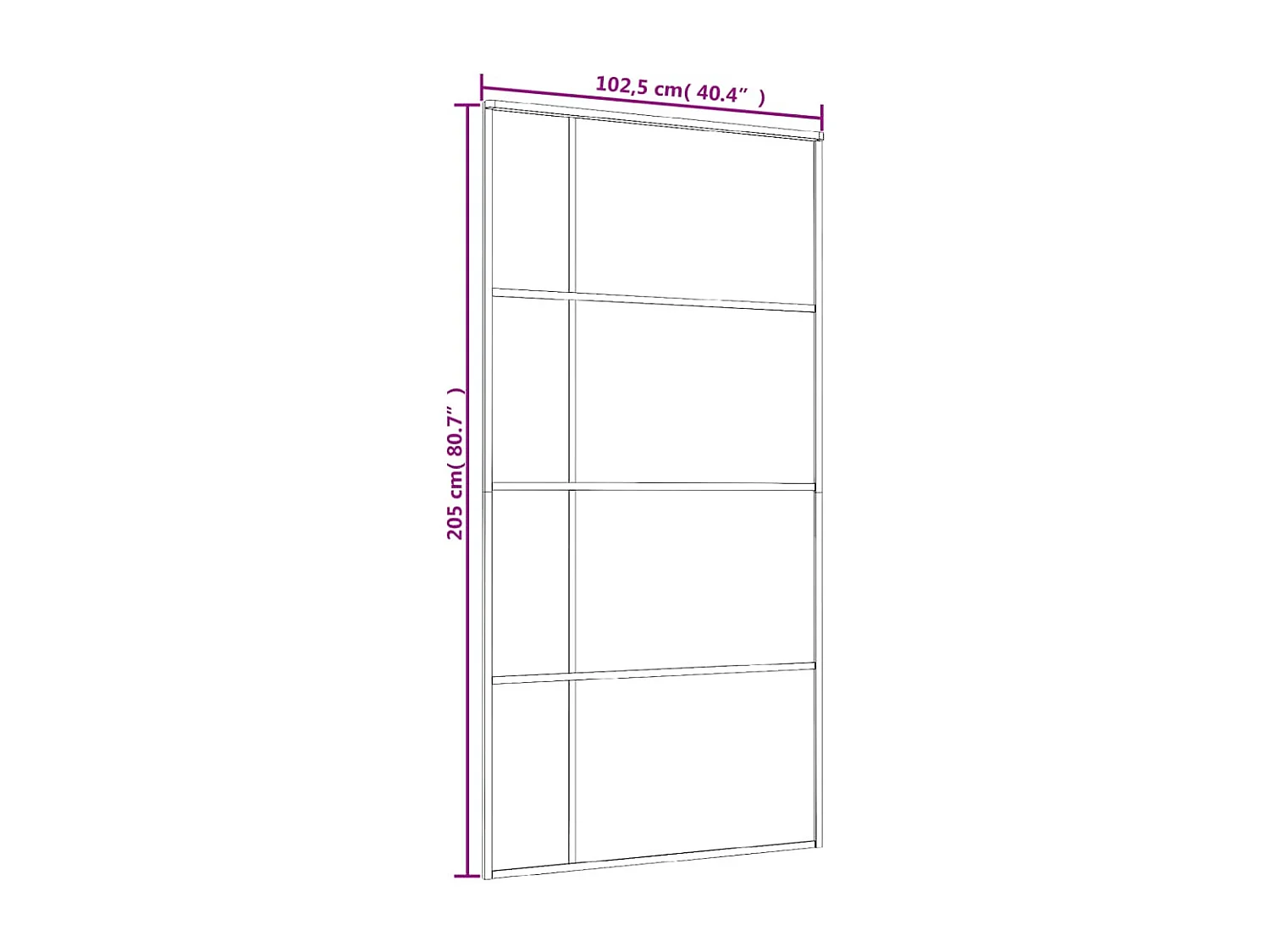 Porta de correr ESG vidro e alumínio 102,5x205 cm Preto