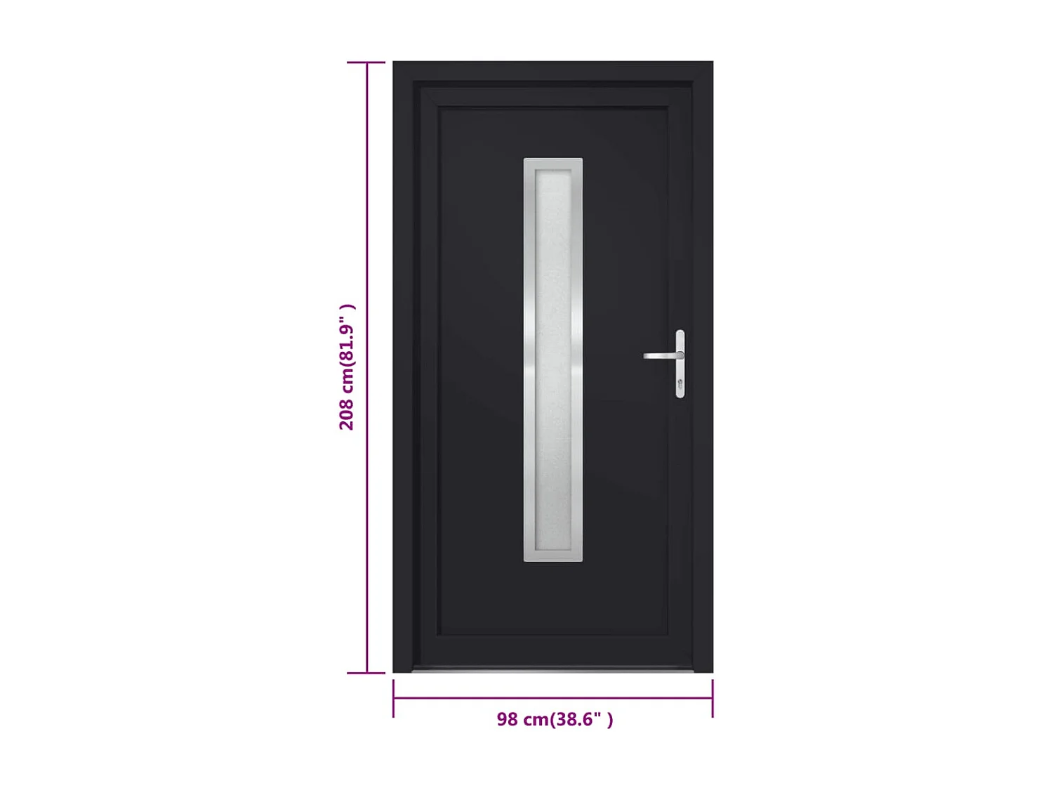 Porte d'entrée anthracite 98x208 cm PVC