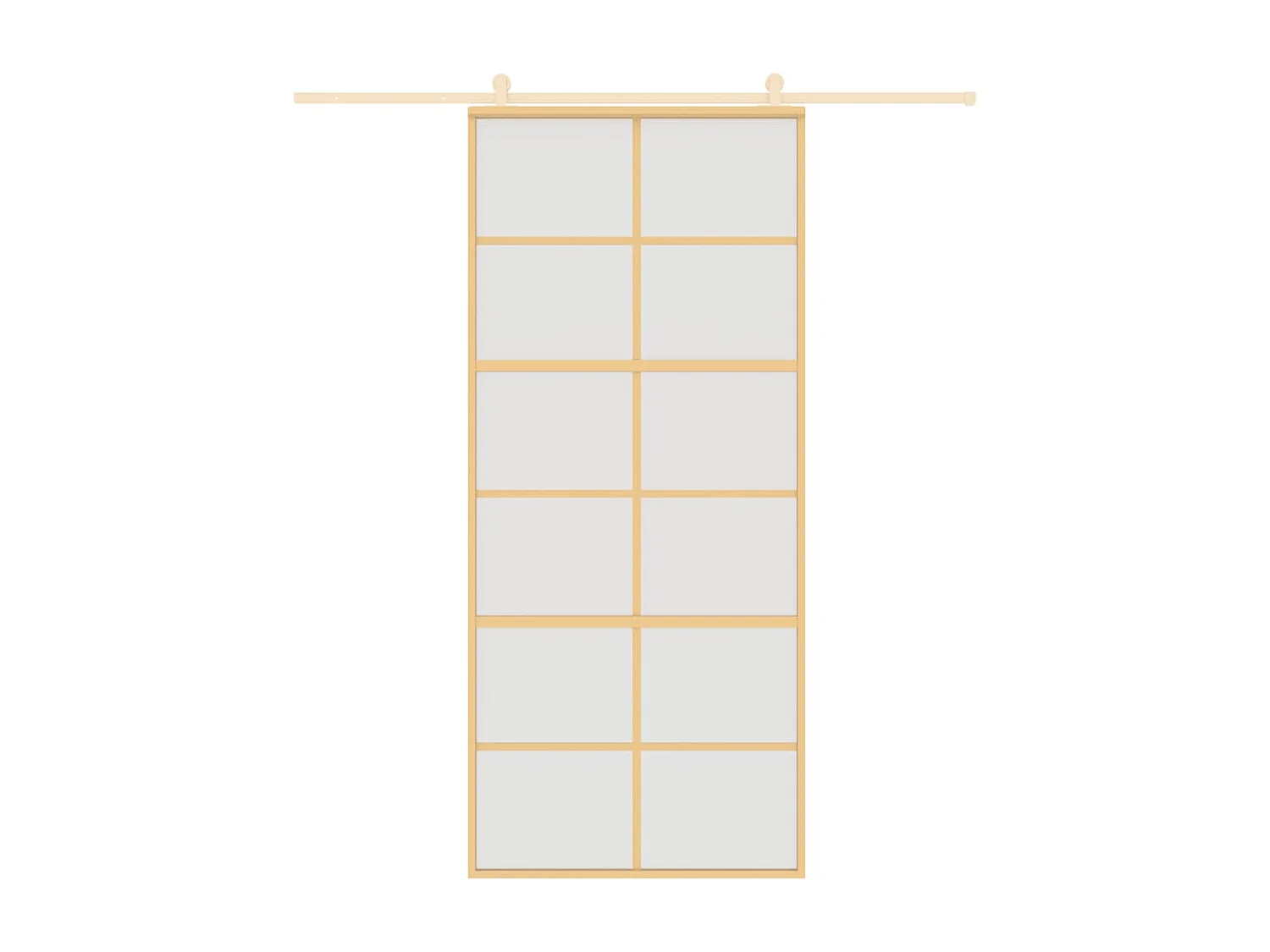 Porte coulissante doré 90x205 cm verre ESG dépoli et aluminium