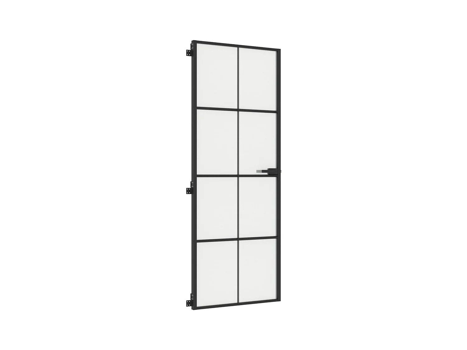 Porte intérieure mince noir 76x201,5 cm verre trempé aluminium
