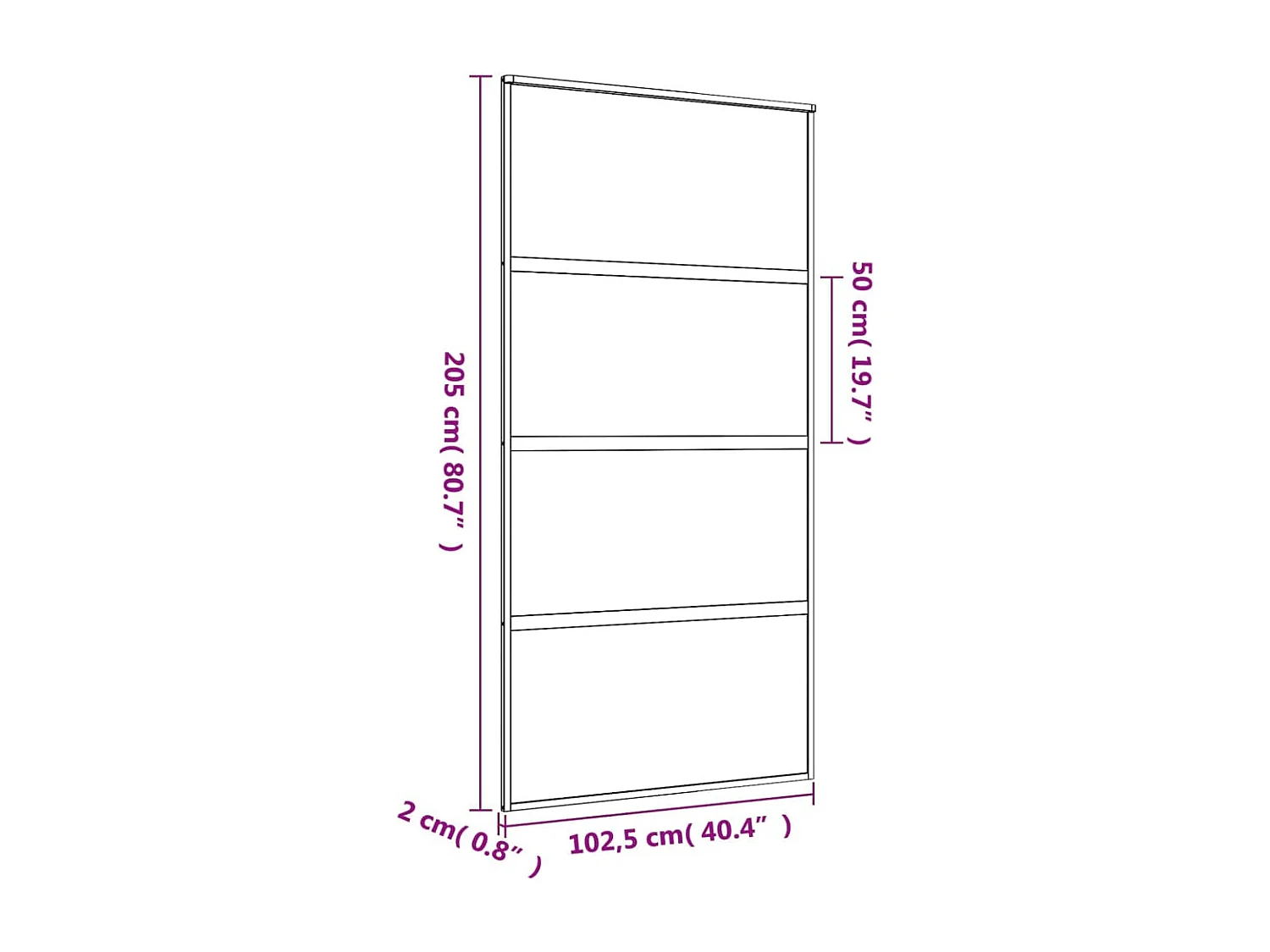 Porte coulissante doré 102,5x205 cm verre ESG dépoli aluminium