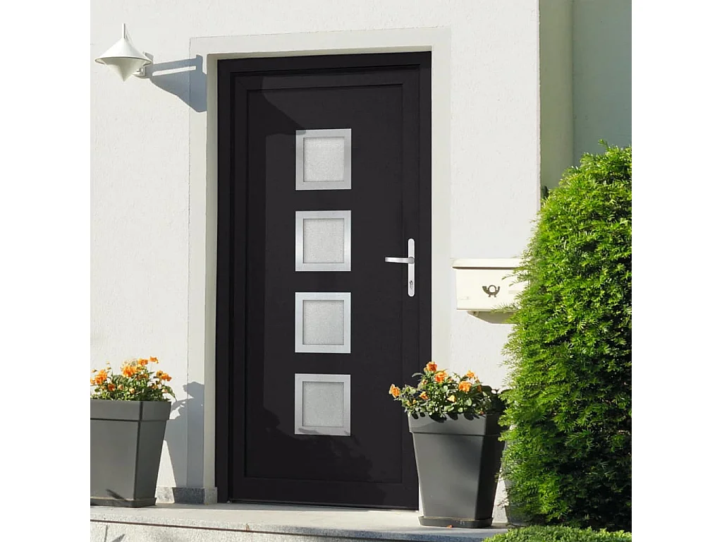 Porta d'ingresso antracite 98x208 cm PVC