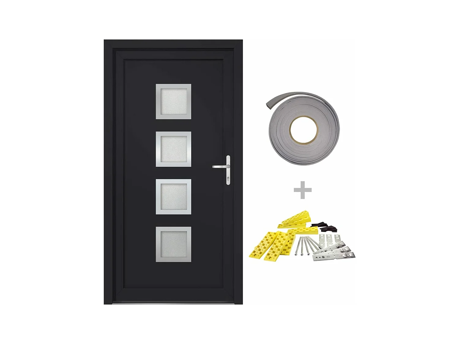 Porta d'ingresso antracite 98x208 cm PVC