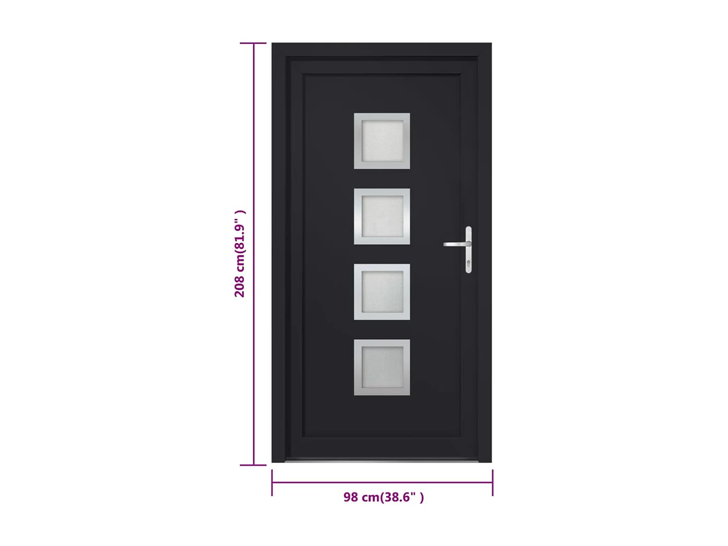 Porte d'entrée anthracite 98x208 cm PVC