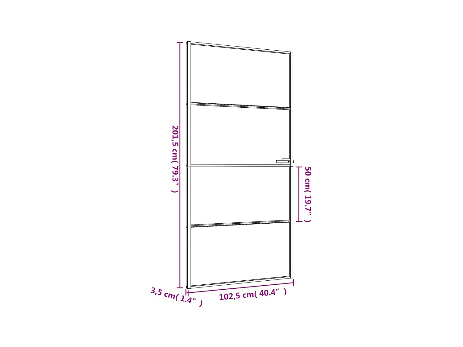 Porte intérieure mince noir verre trempé aluminium