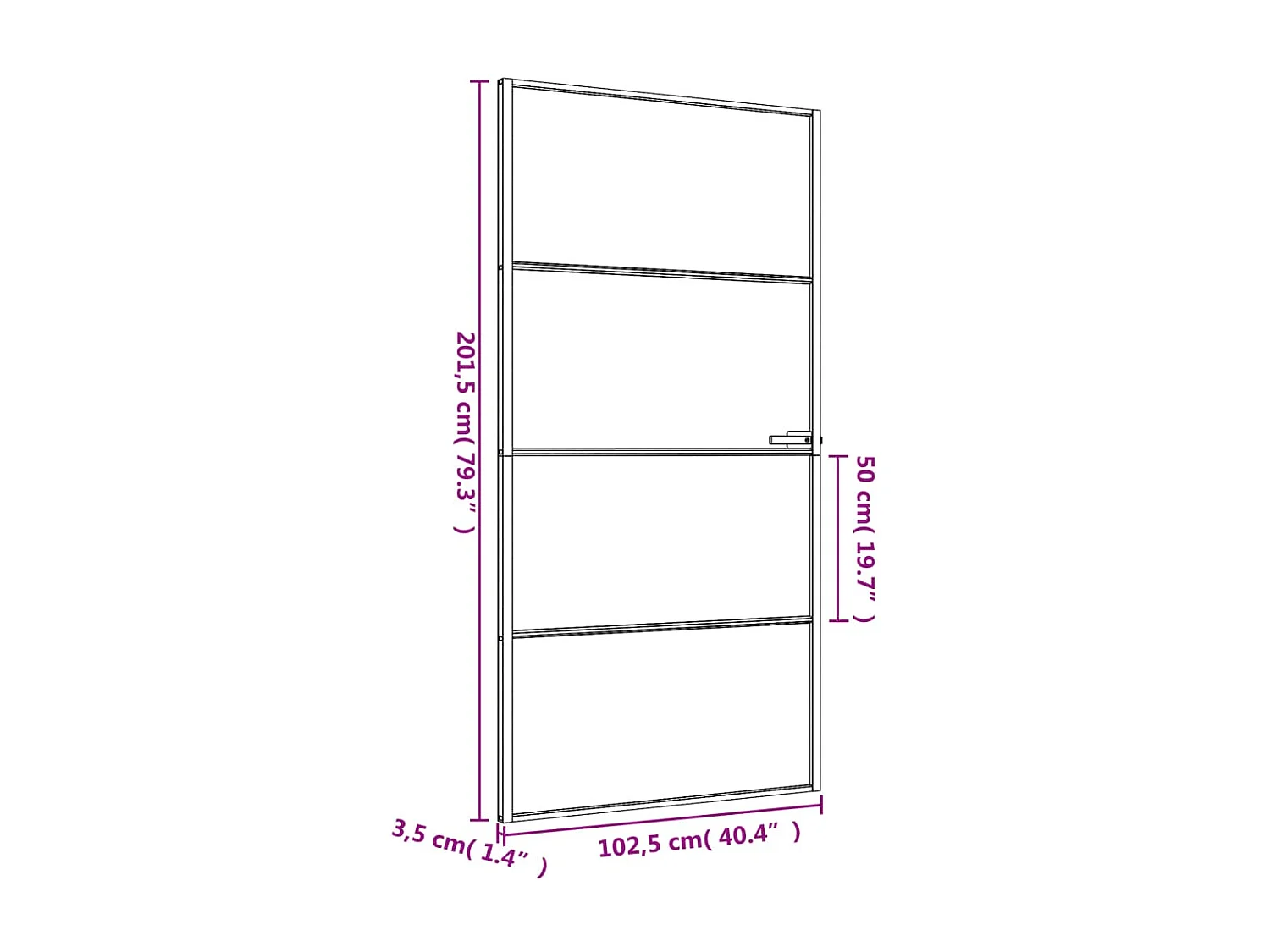 Porte intérieure mince noir verre trempé aluminium