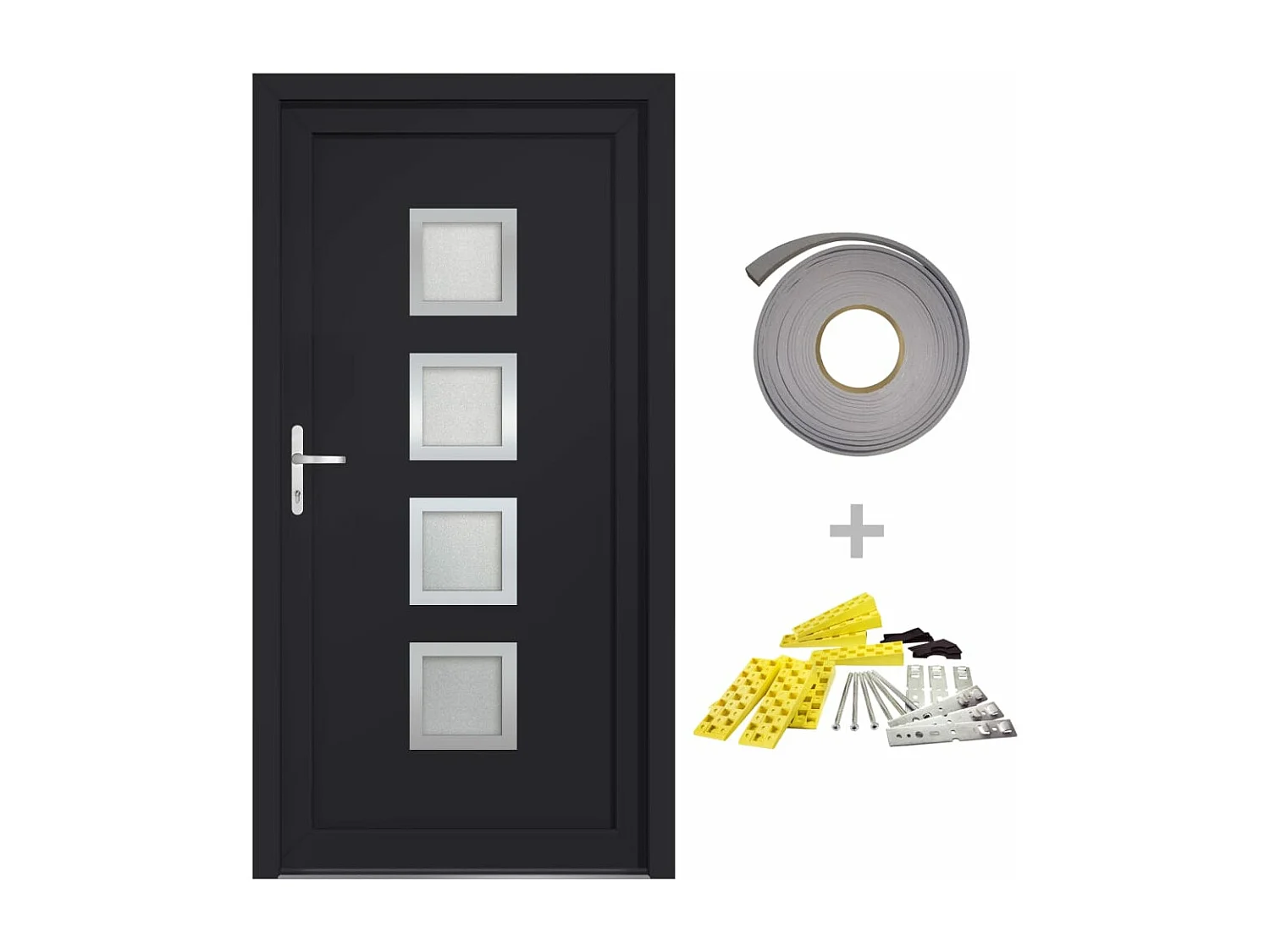 Porta d'ingresso antracite 98x200 cm PVC