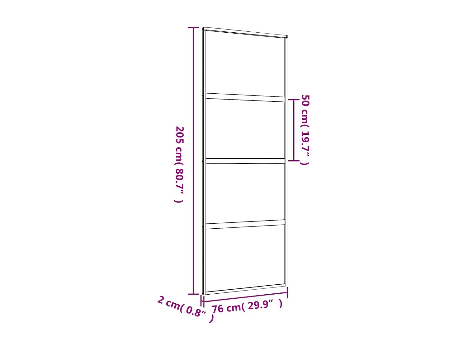 Puerta corredera dorada 76x205 cm cristal ESG esmerilado y aluminio