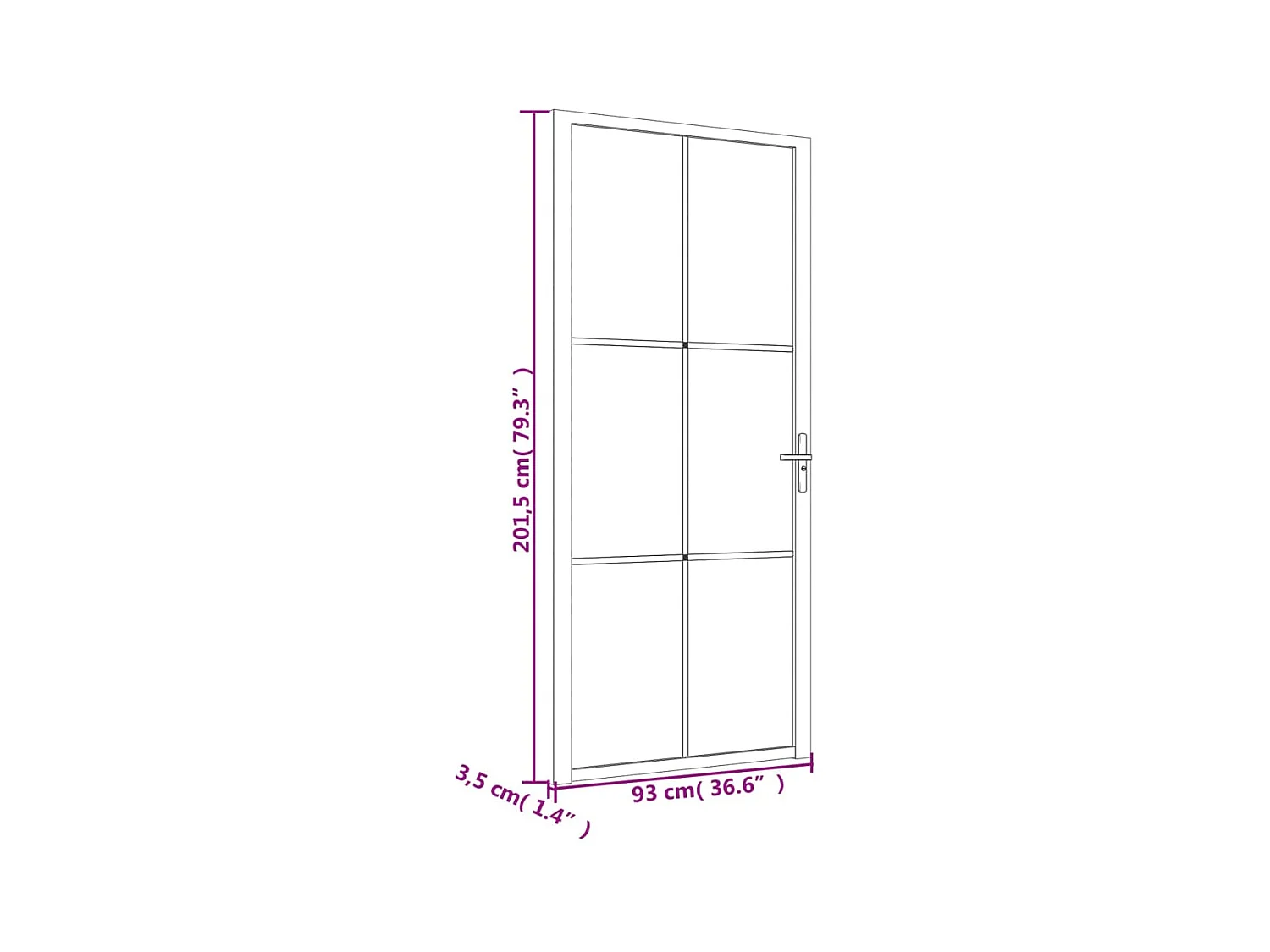 Porte intérieure 93x201,5 cm Blanc Verre ESG et aluminium