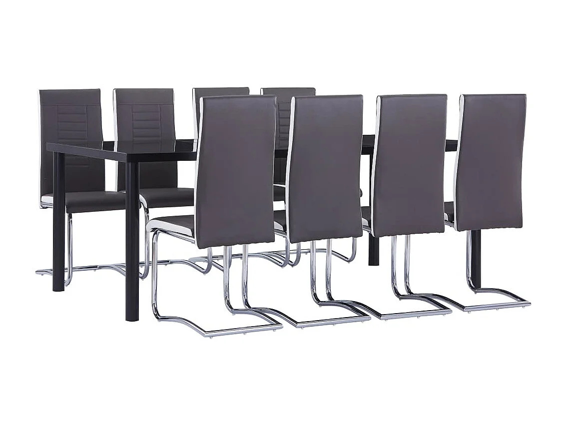 Ensemble de salle à manger 9 pcs Similicuir Gris