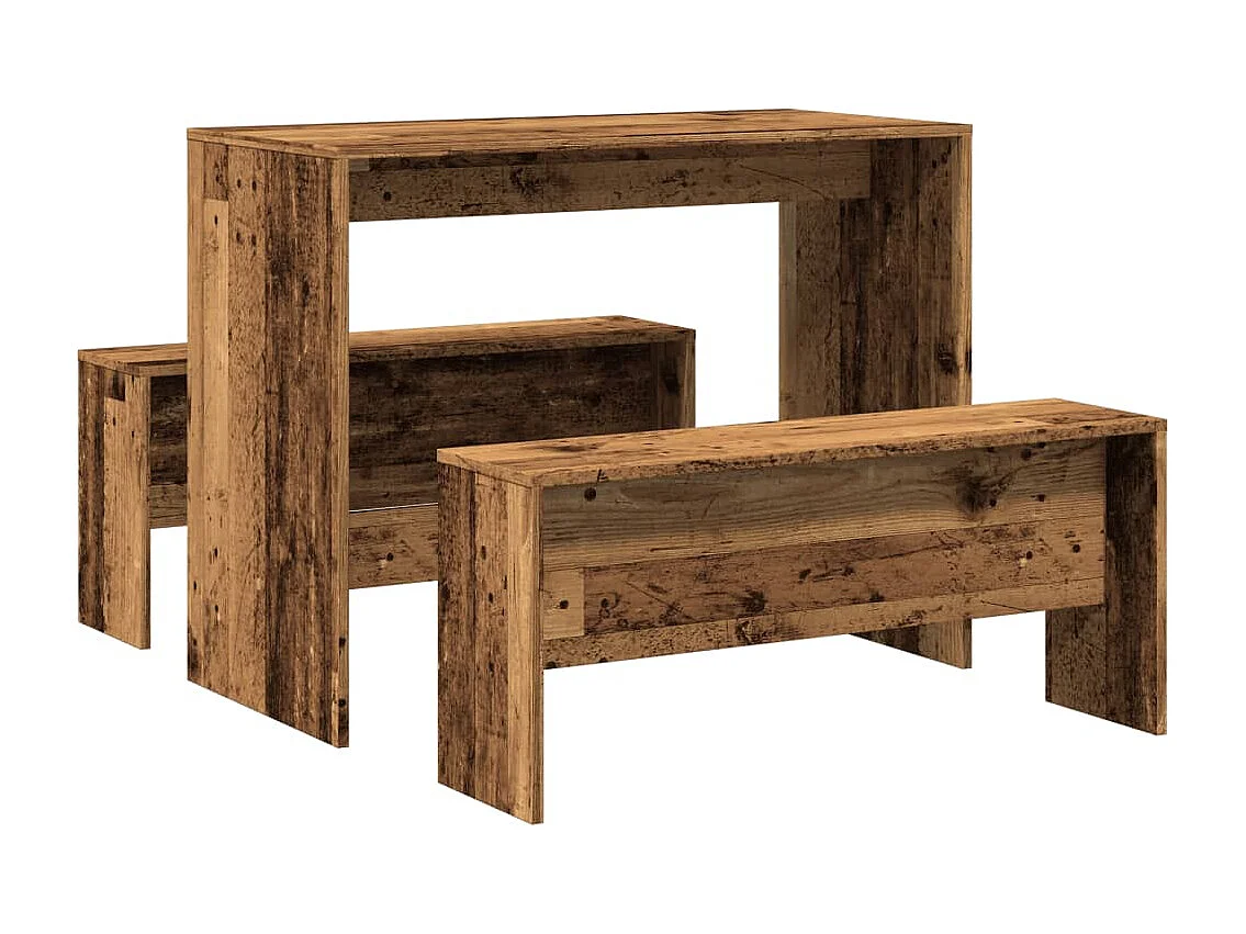 Conjunto de mesa de jantar e banco de madeira projetada de 3 peças