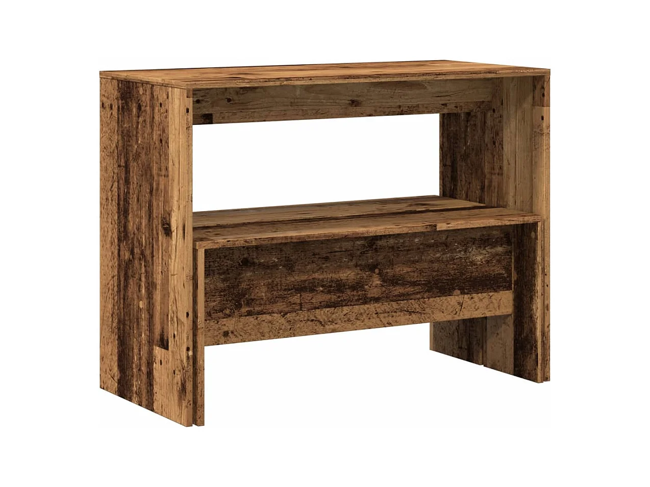 Conjunto de mesa de jantar e banco de madeira projetada de 3 peças