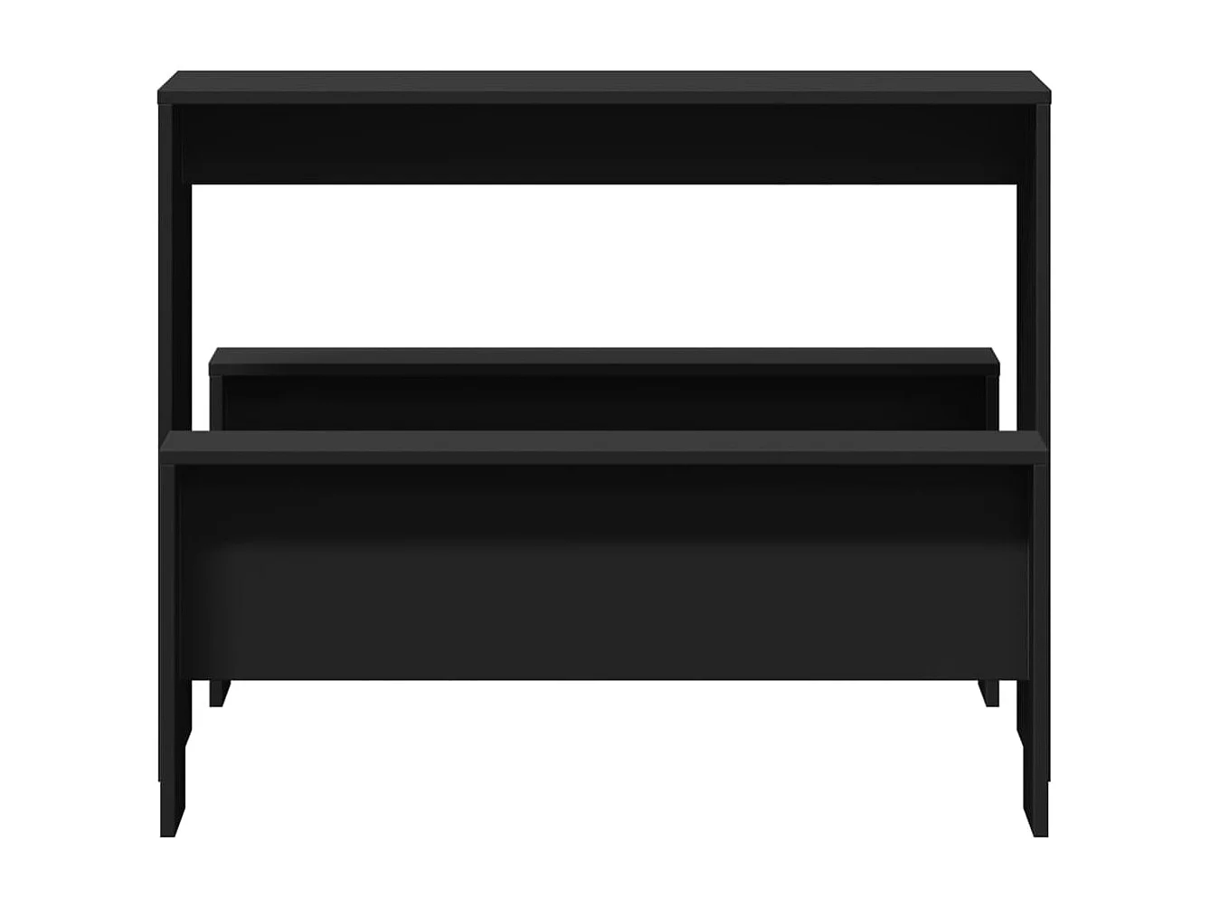 Conjunto de 3 peças de mesa de jantar e banco de madeira preta