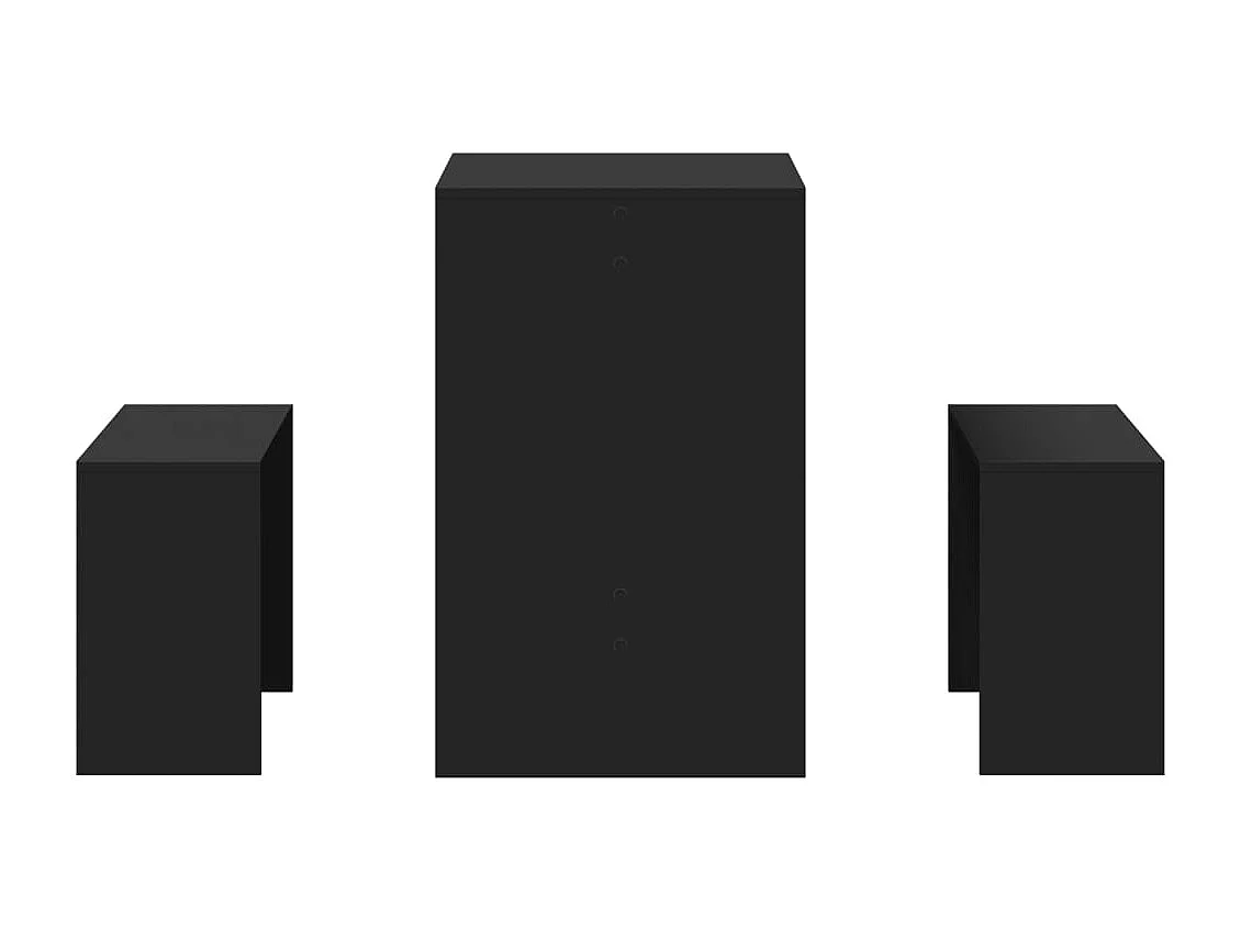 Conjunto de 3 peças de mesa de jantar e banco de madeira preta