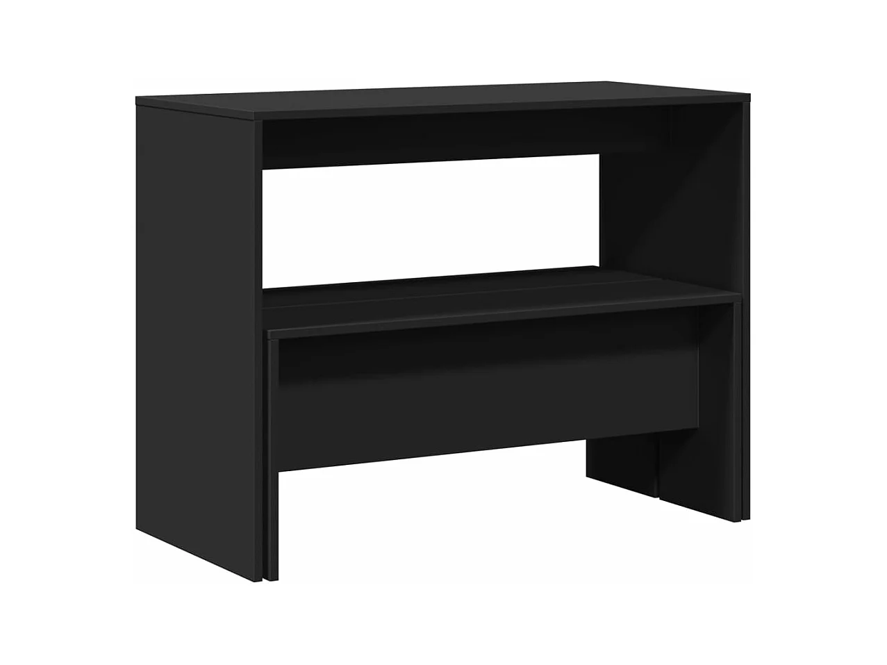 Conjunto de 3 peças de mesa de jantar e banco de madeira preta