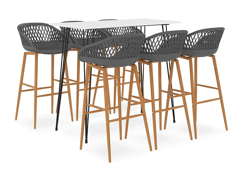 Conjunto de barras 7 peças branco e cinza