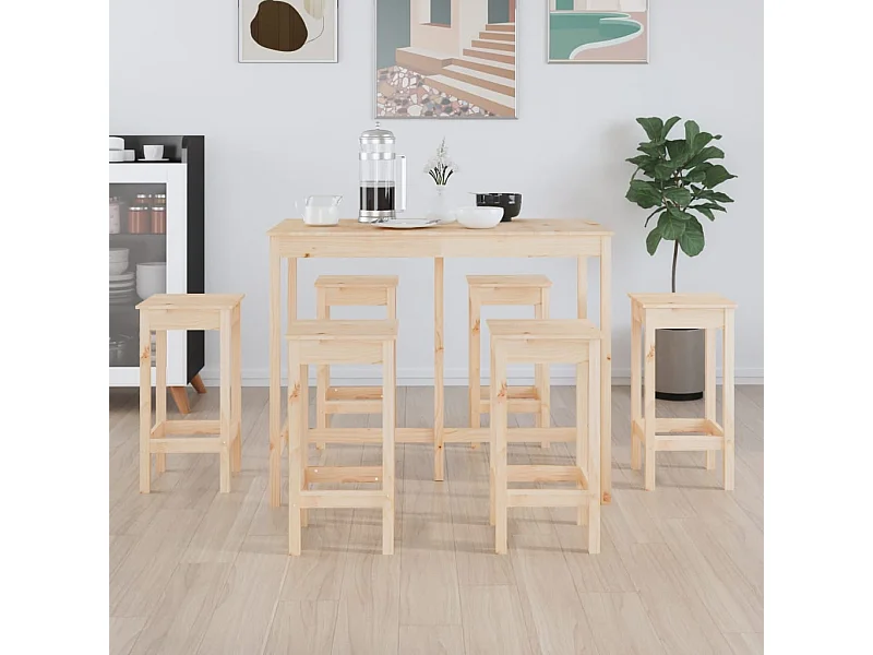 Juego de barra de 7 piezas Madera maciza de pino