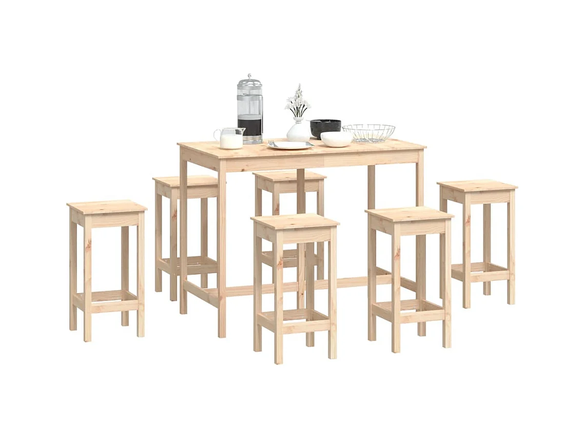 Conjunto de barras de 7 peças em madeira maciça de pinho