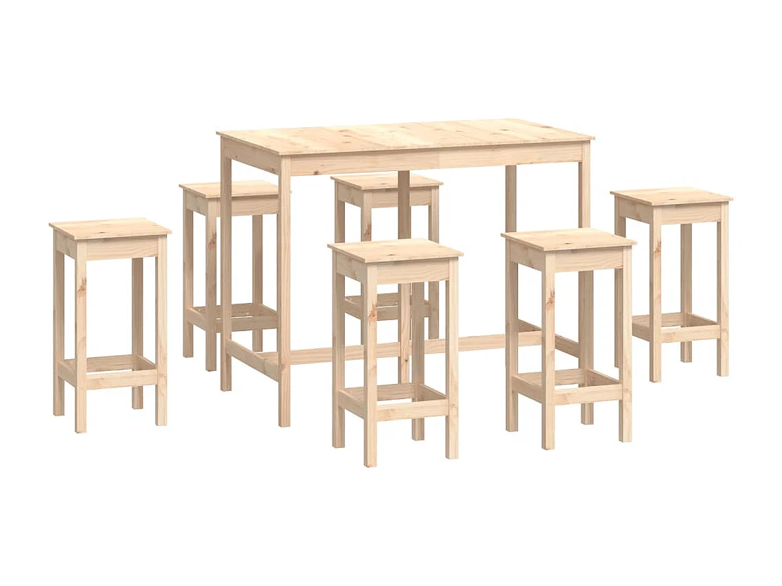 Juego de barra de 7 piezas Madera maciza de pino