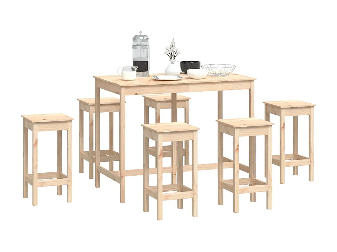 Juego de barra de 7 piezas Madera maciza de pino