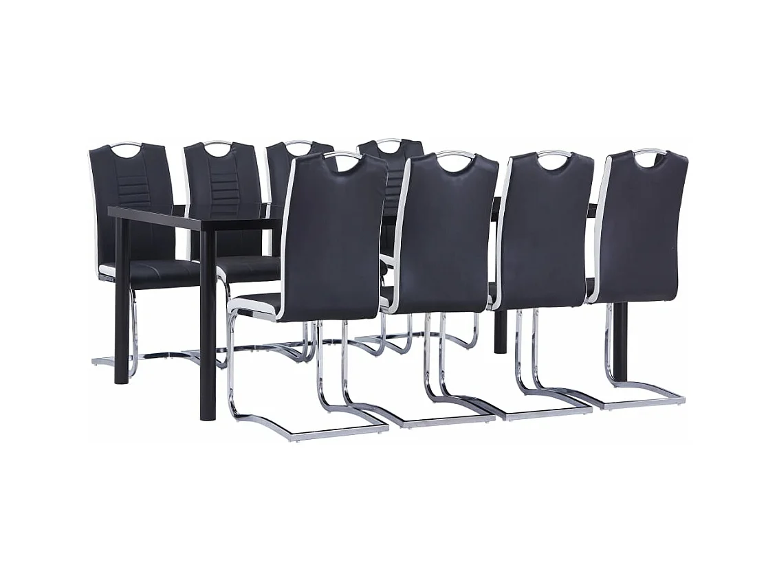 Ensemble de salle à manger 9 pcs Similicuir Noir