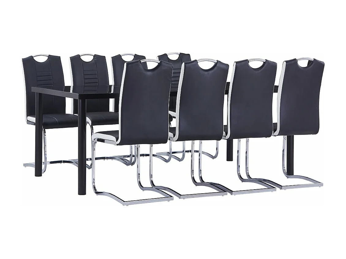 Ensemble de salle à manger 9 pcs Similicuir Noir