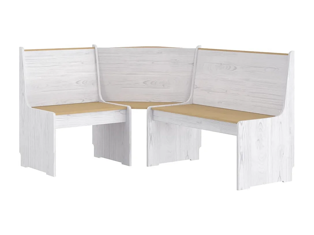 Set da pranzo REINE 3 pezzi in legno di pino massiccio bianco miele marrone