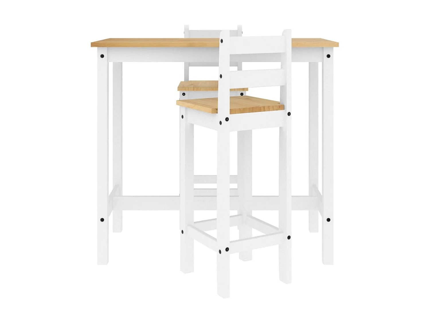 3-teiliges Bar-Set, weiß, massives Kiefernholz