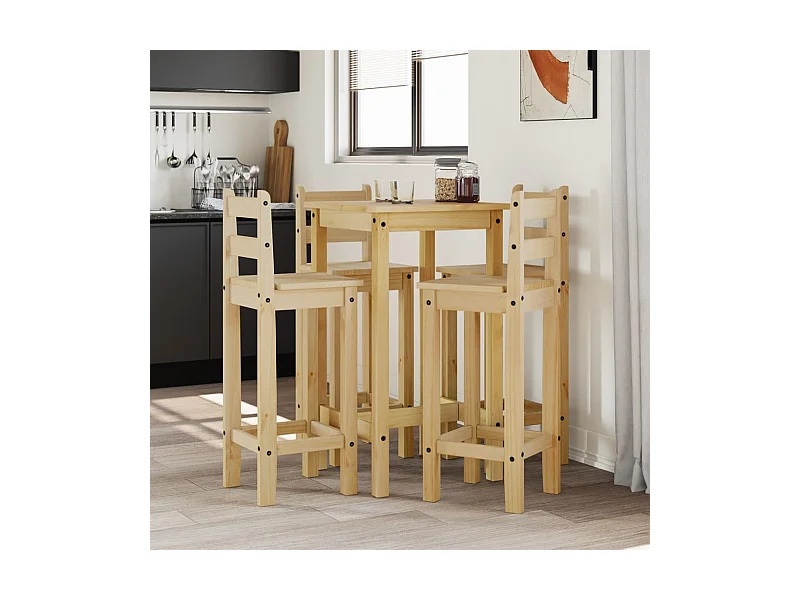 Conjunto de barras de 5 peças em madeira maciça de pinho