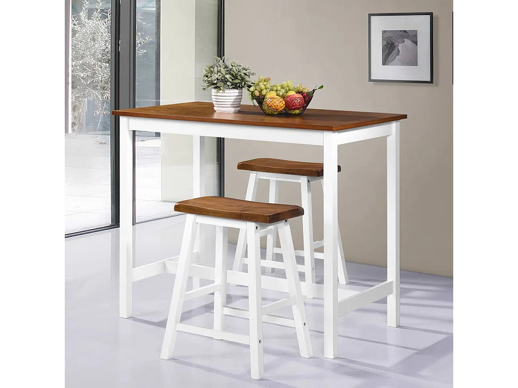 Bartisch und Hocker 3 Stk. Massivholz