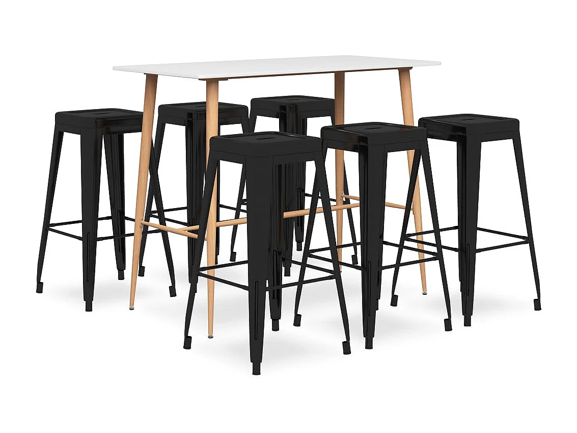 7-teiliges Bar-Set. Weiß und Schwarz