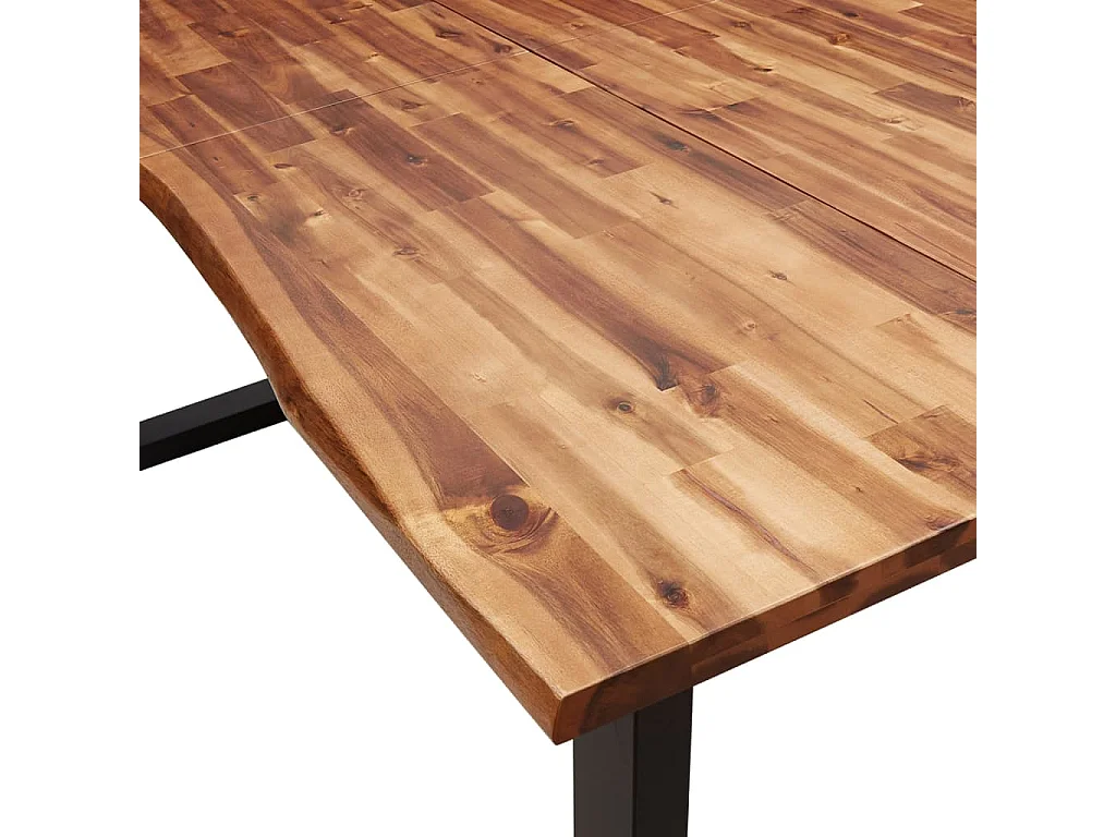 Juego de comedor de 3 piezas con borde vivo de madera maciza de acacia.
