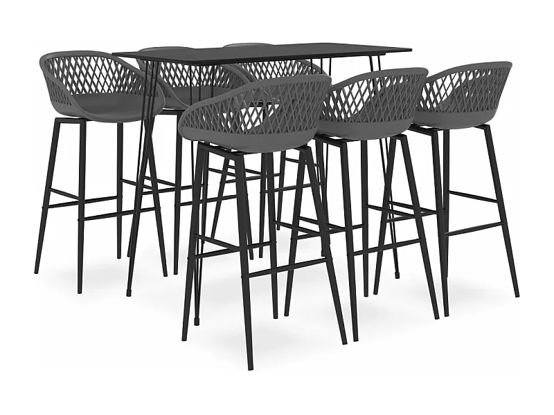 7-teiliges Bar-Set Schwarz und Grau