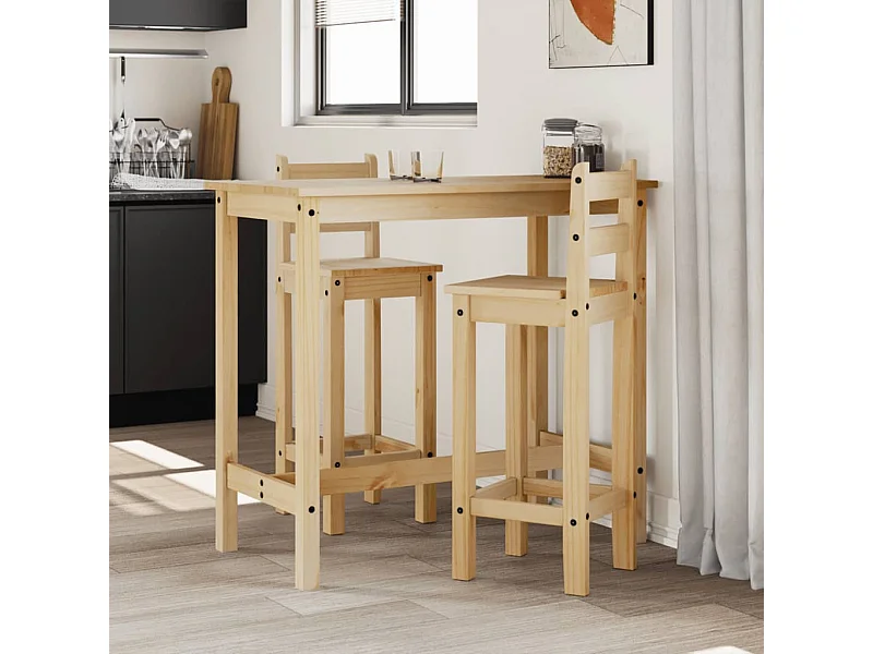 Set da bar 3 pezzi. Legno di pino massiccio