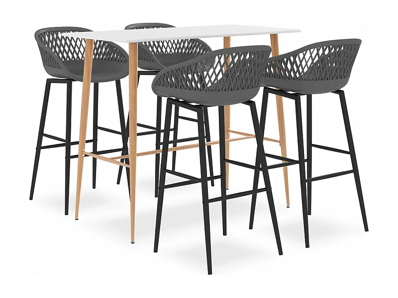 5-teiliges Bar-Set in Weiß und Grau