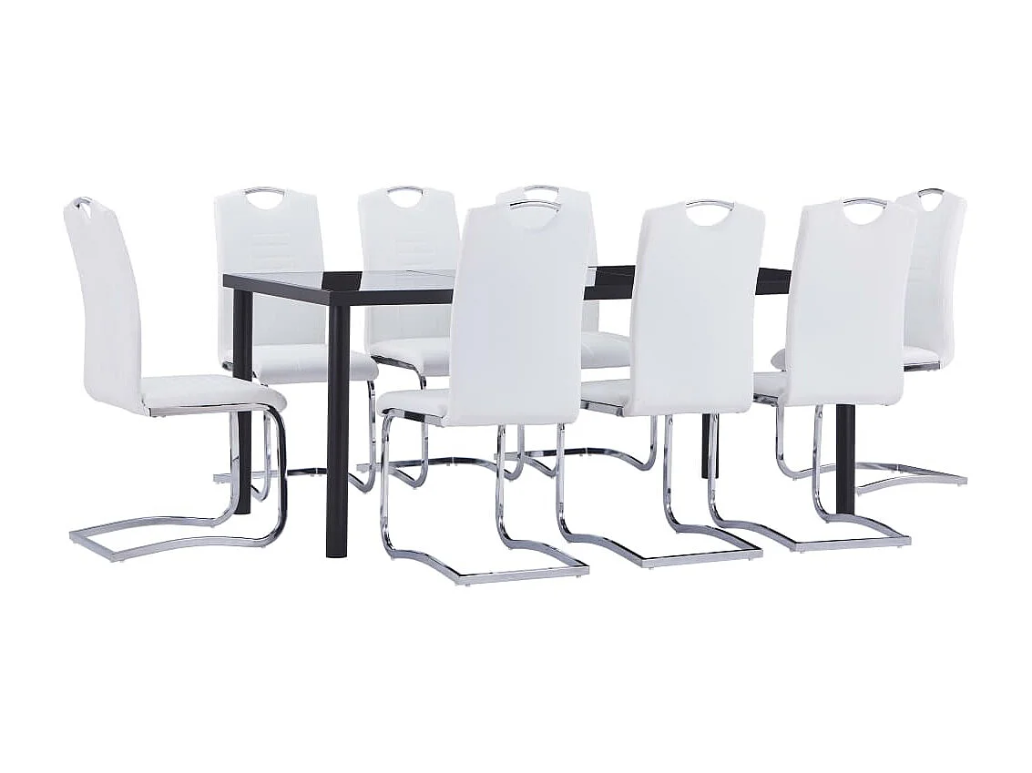 Ensemble de salle à manger 9 pcs Similicuir Blanc