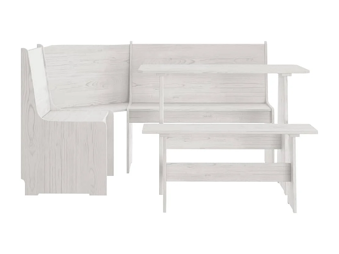 Ensemble à manger REINE 3 pcs blanc bois de pin massif