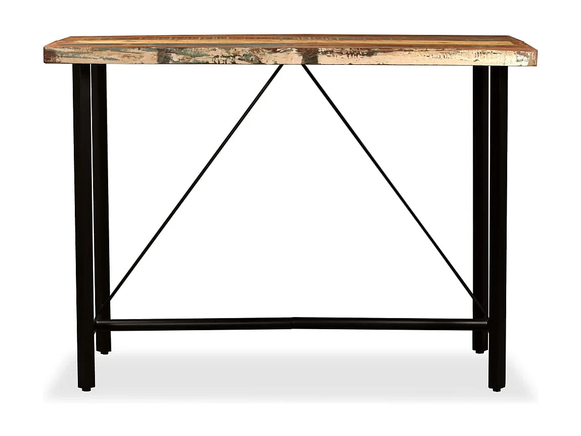Ensemble de bar 7 pcs Bois massif recyclé et cuir véritable