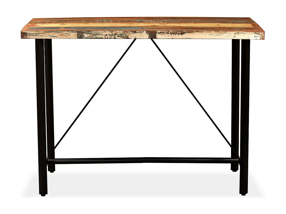 Ensemble de bar 7 pcs Bois massif recyclé et cuir véritable
