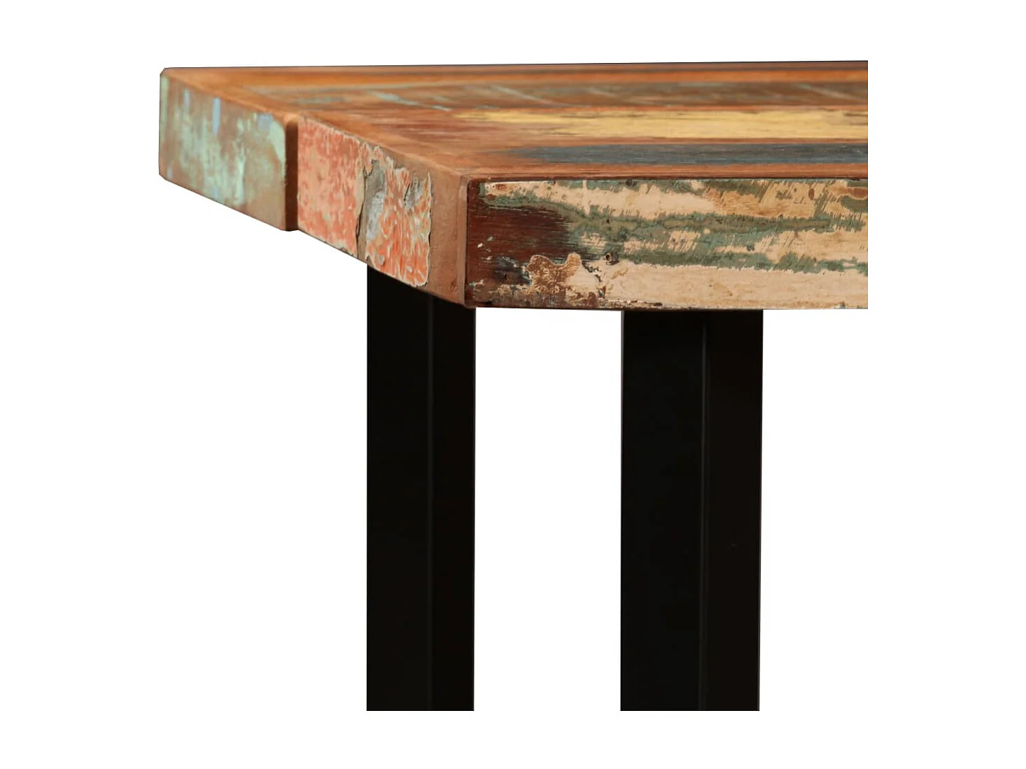 Ensemble de bar 7 pcs Bois massif recyclé et cuir véritable