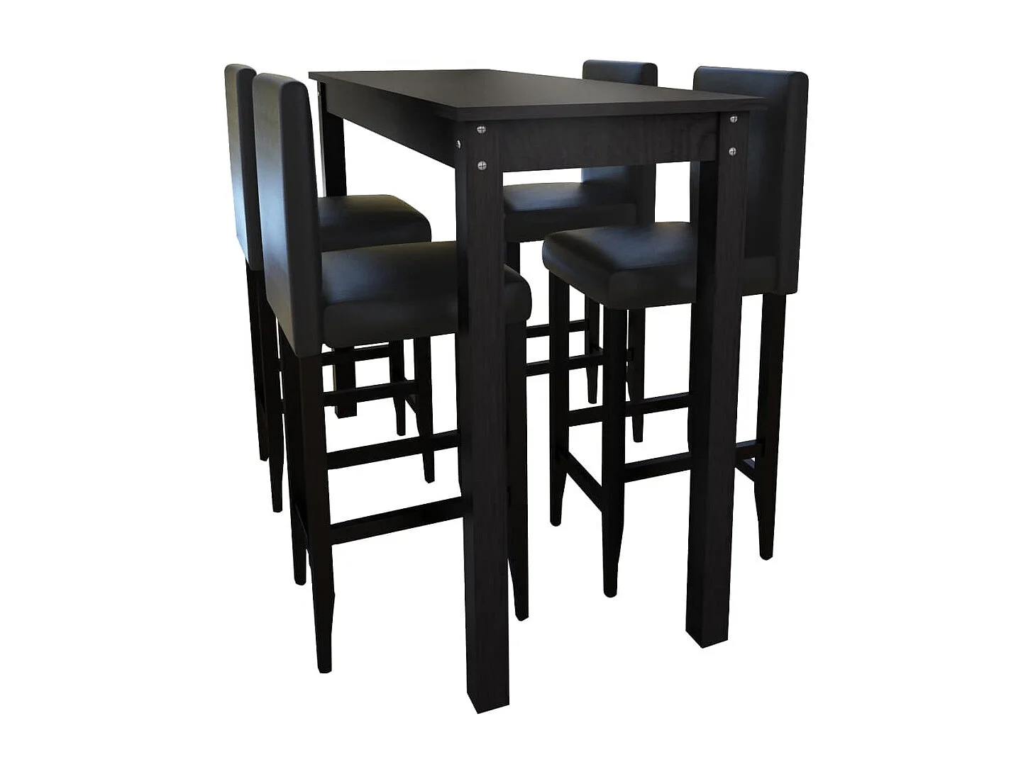 Set de 1 table de bar et 4 tabourets noir
