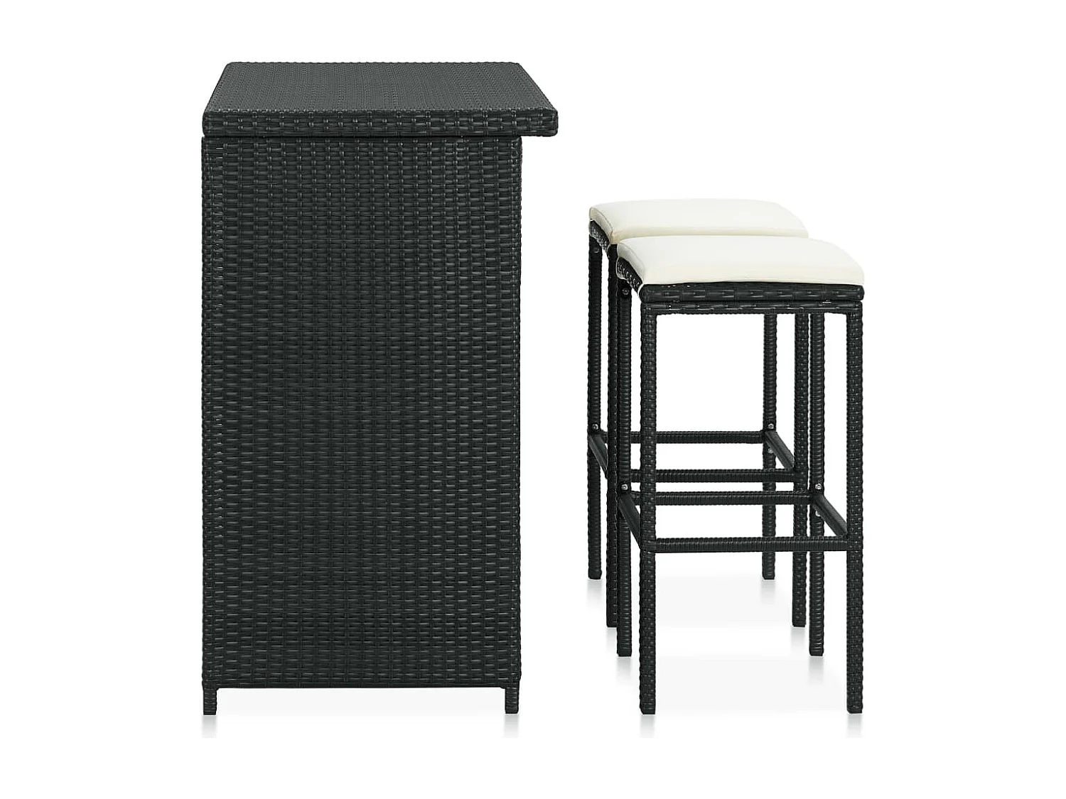 Ensemble de bar 3 pcs Résine tressée Noir