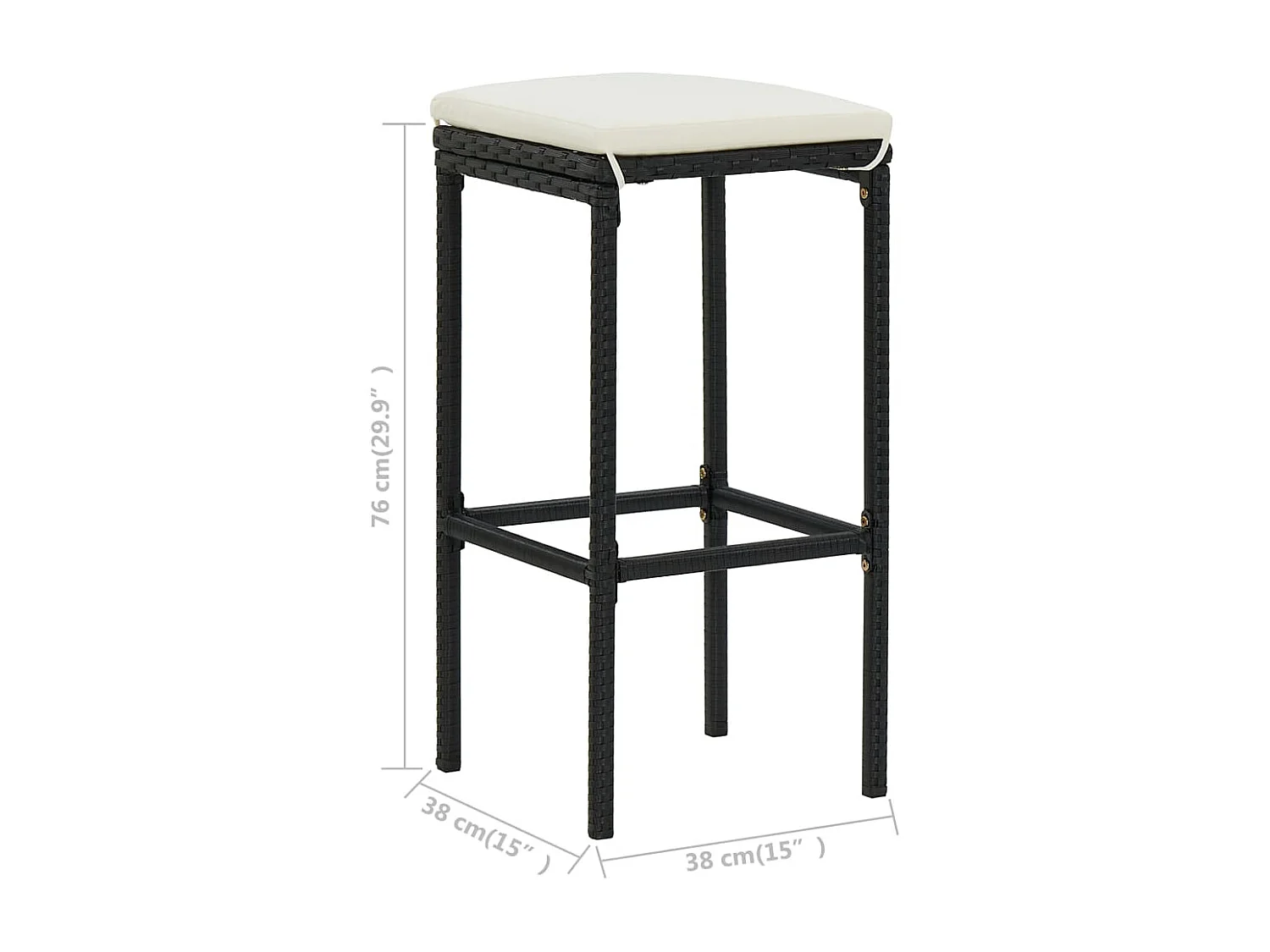 Ensemble de bar 3 pcs Résine tressée Noir