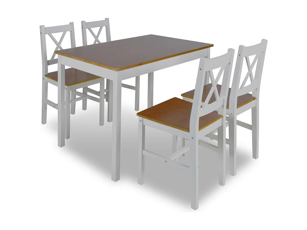 Set sala da pranzo 5 pezzi marrone e bianco