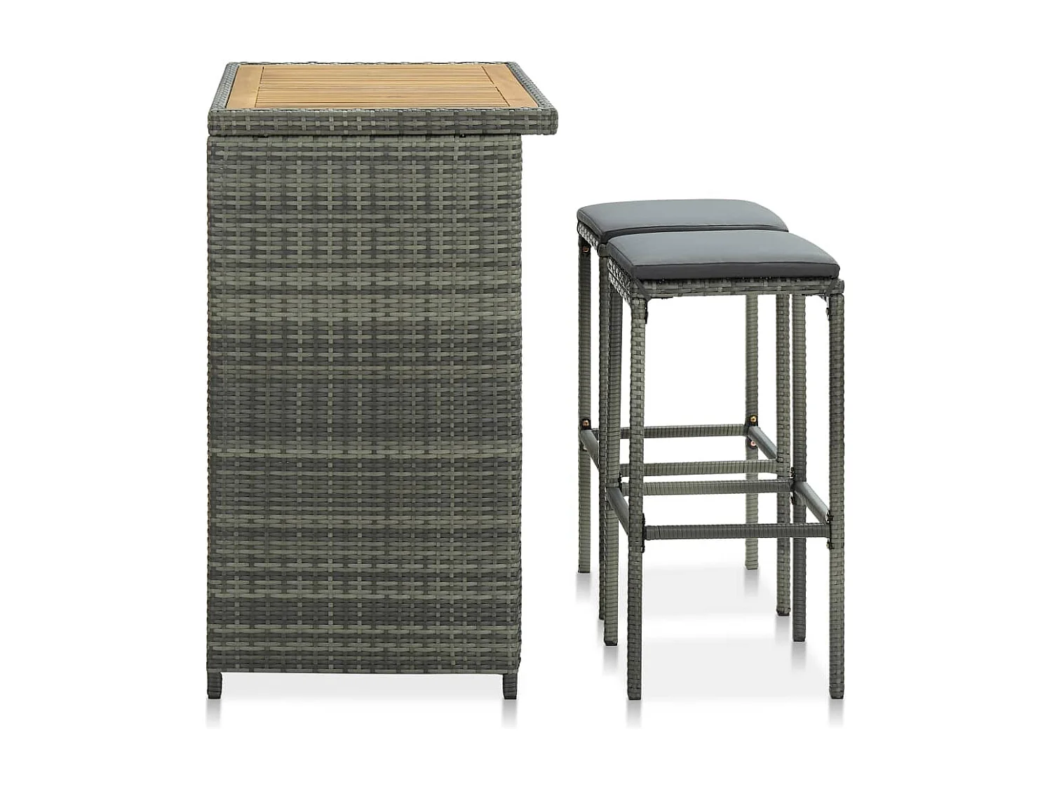 Set Bar 3 pz. Resina midollino Grigio